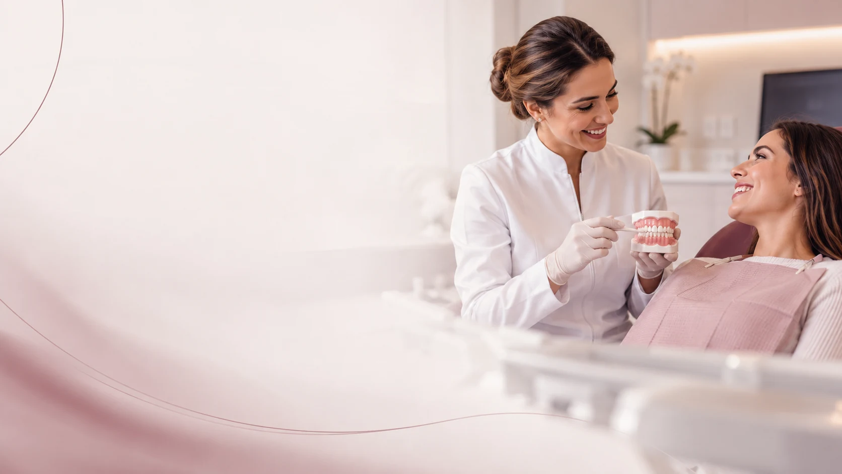 Consulta odontológica para confecção e ajuste de prótese dentária